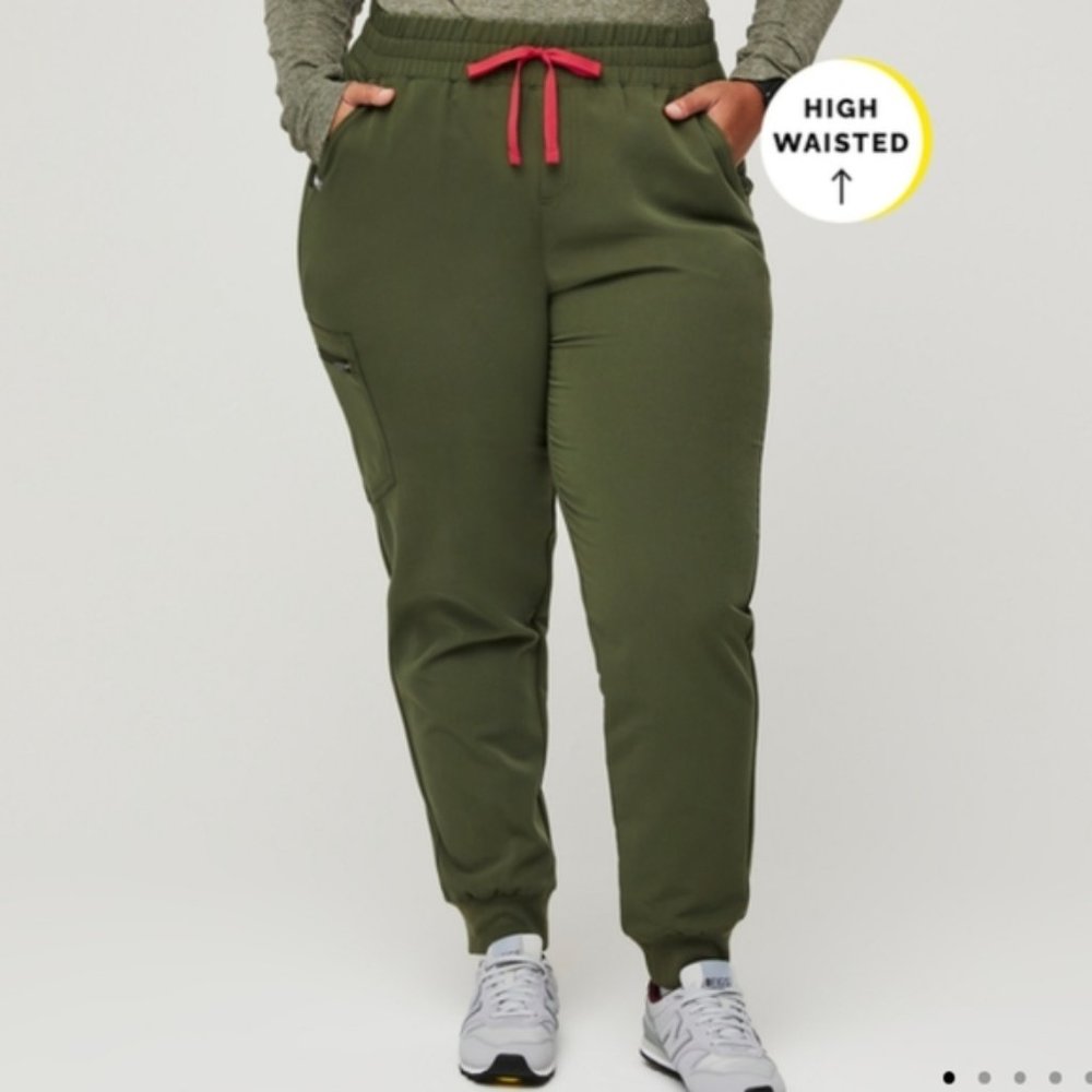 FIGS Dark Olive Zamora™ - High Waisted Scrub Pants - S